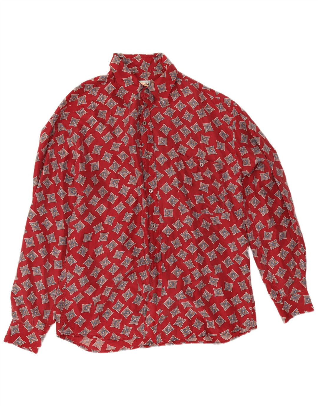 Camicia da uomo Wampum in seta geometrica rossa media