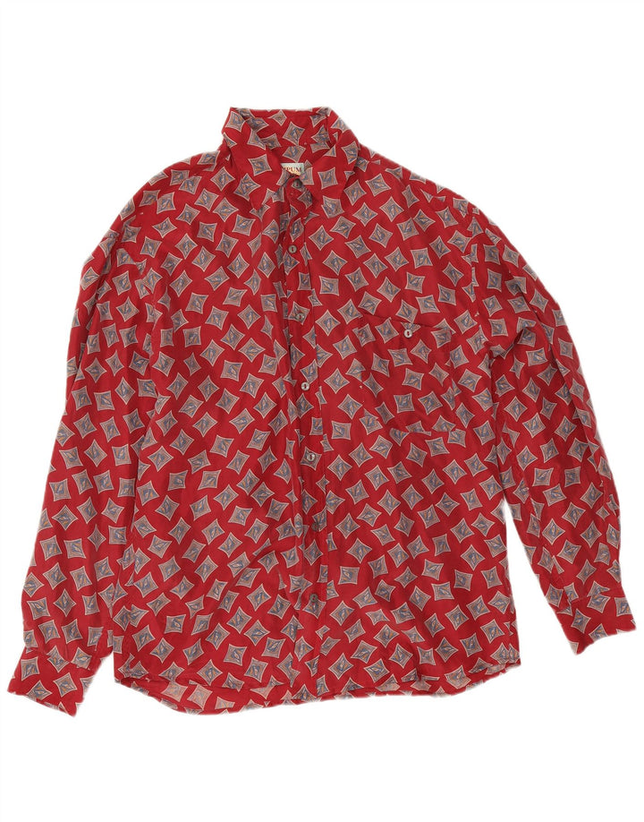 Camicia da uomo Wampum in seta geometrica rossa media