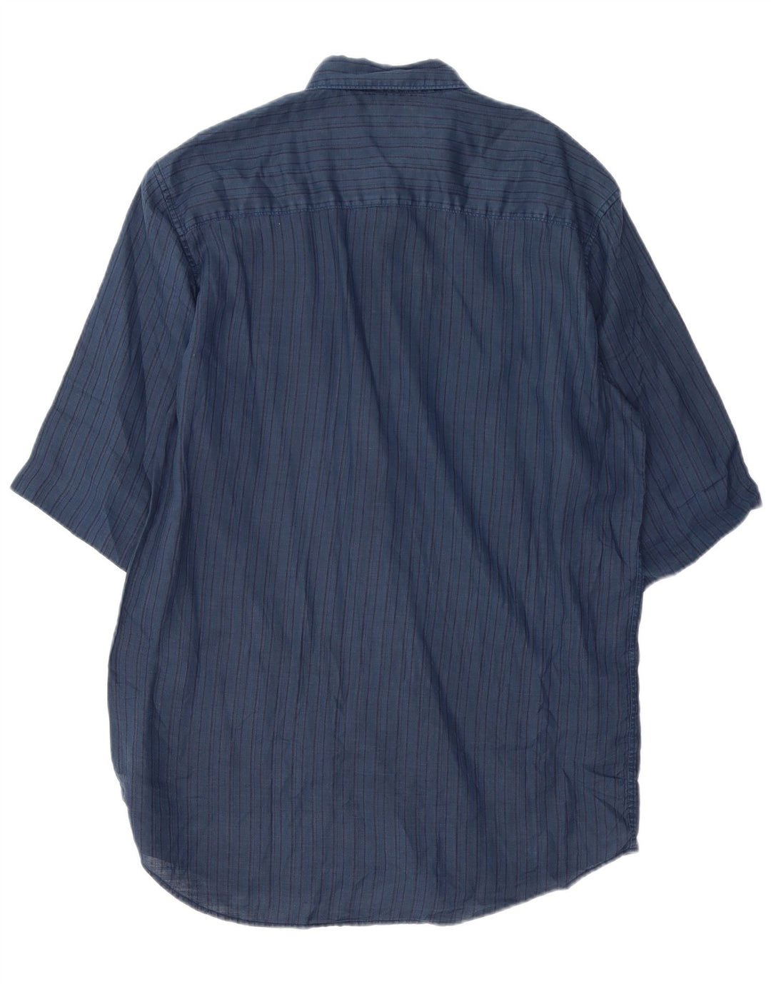ZEGNA Camicia a maniche corte da uomo taglia 41 medio blu navy a righe