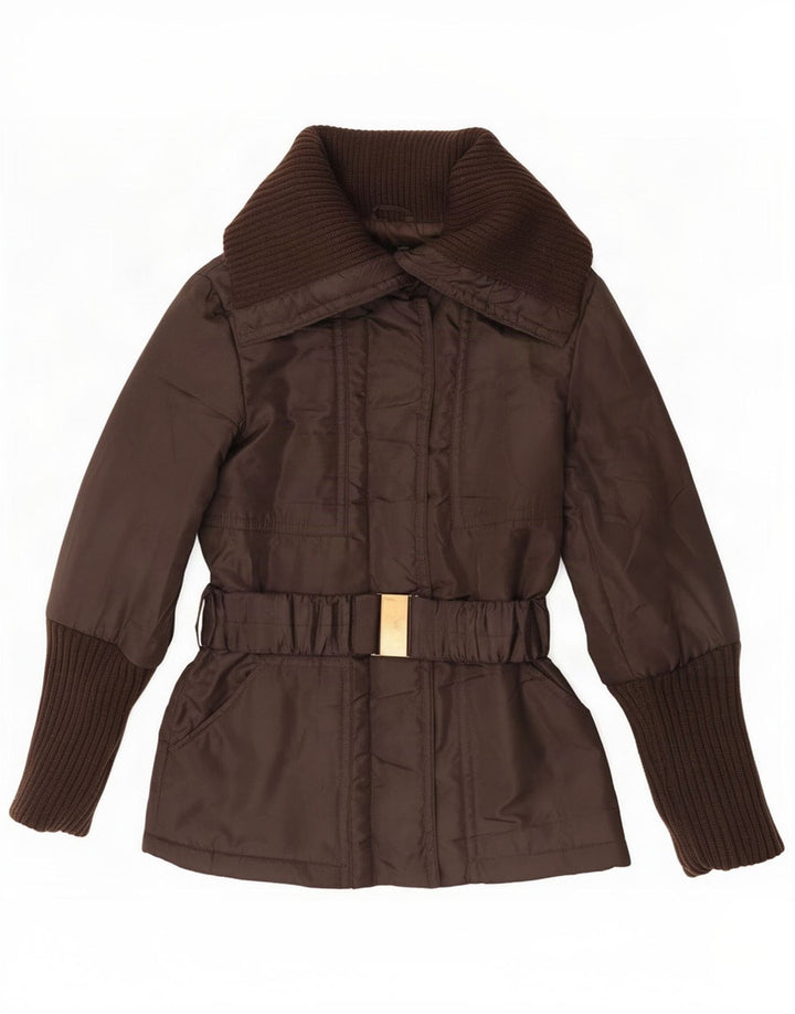 Giacca imbottita da donna Zara UK 10 piccola marrone in poliestere