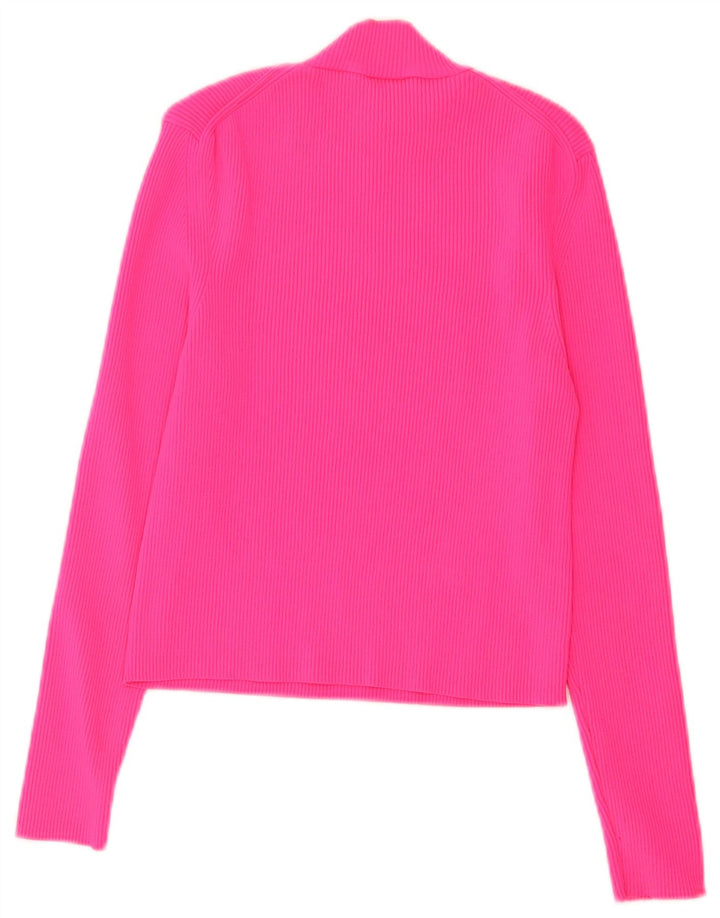 Top corto da donna Zara a maniche lunghe UK 14 grande rosa poliammide