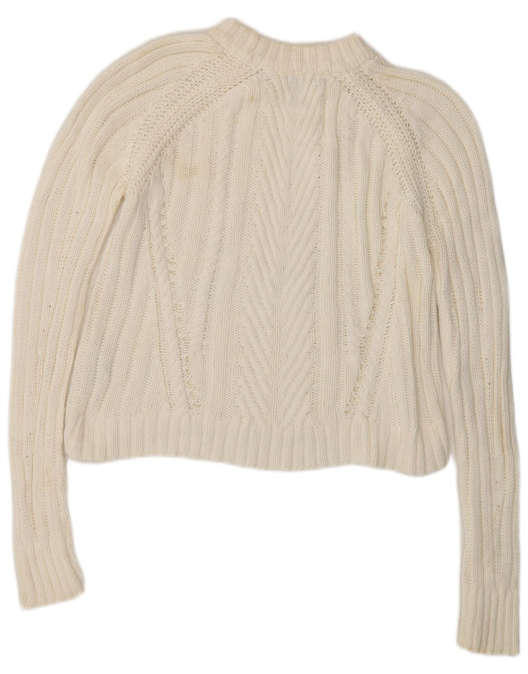 Zara Donna Maglione Corto Oversize con Collo Dolcevita UK 10 Piccolo Bianco
