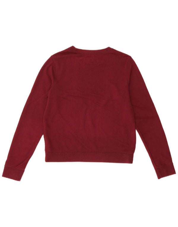 JACK WILLS Felpa corta da donna Maglione UK 12 Cotone bordeaux medio