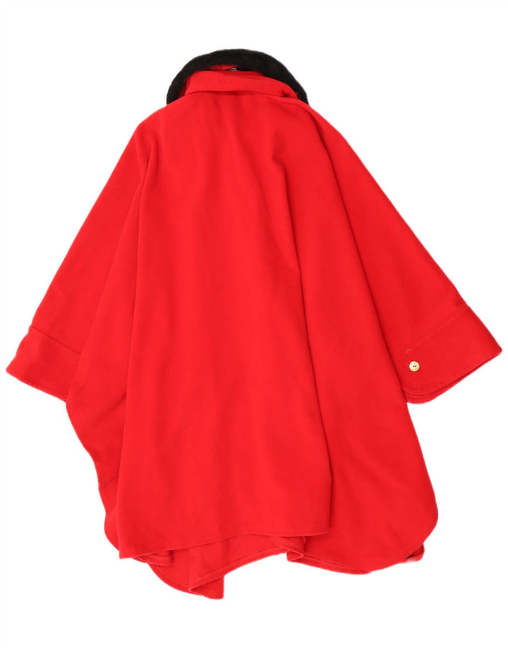Cappotto poncho vintage da donna, taglia unica, rosso
