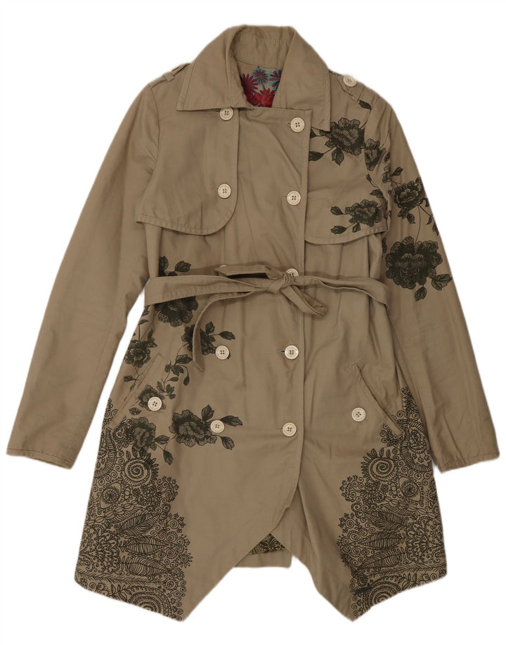 Trench doppiopetto da donna Desigual EU 38 Beige medio floreale