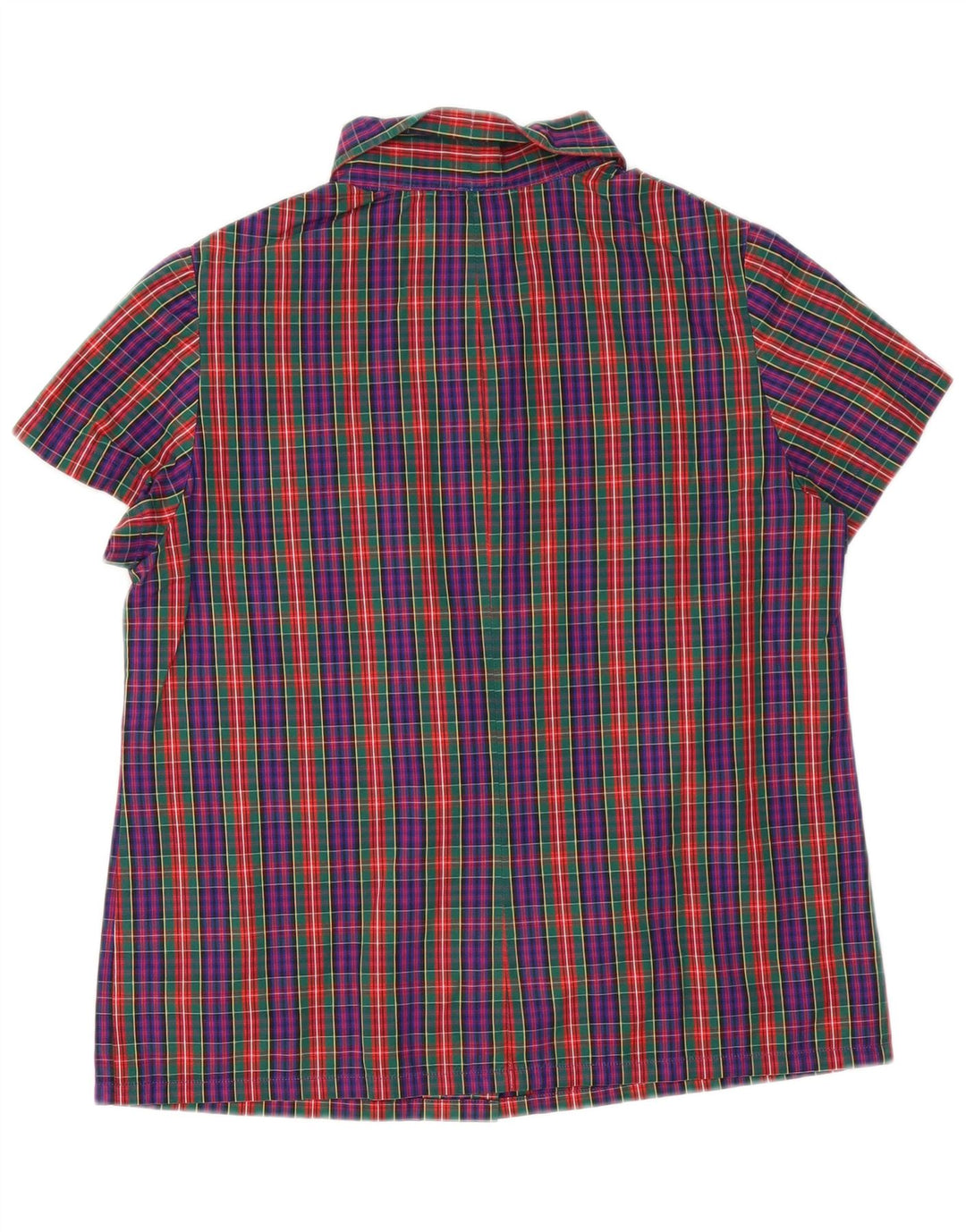 Camicia a maniche corte da donna vintage UK 14 a quadri multicolore medio