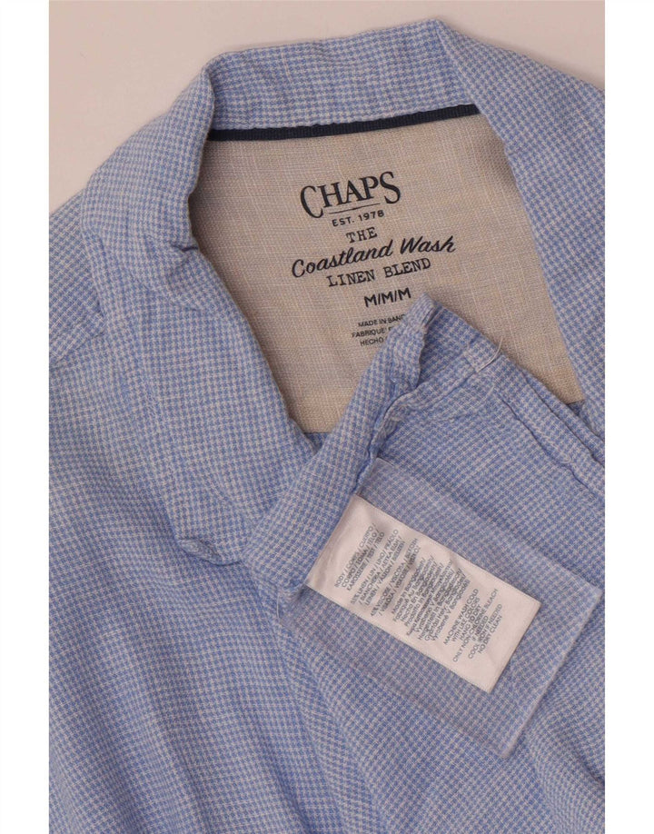 Camicia a maniche corte da uomo Chaps Lino pied de poule blu medio