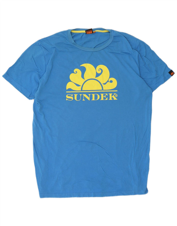 T-shirt grafica da uomo Sundek Top grande in cotone blu