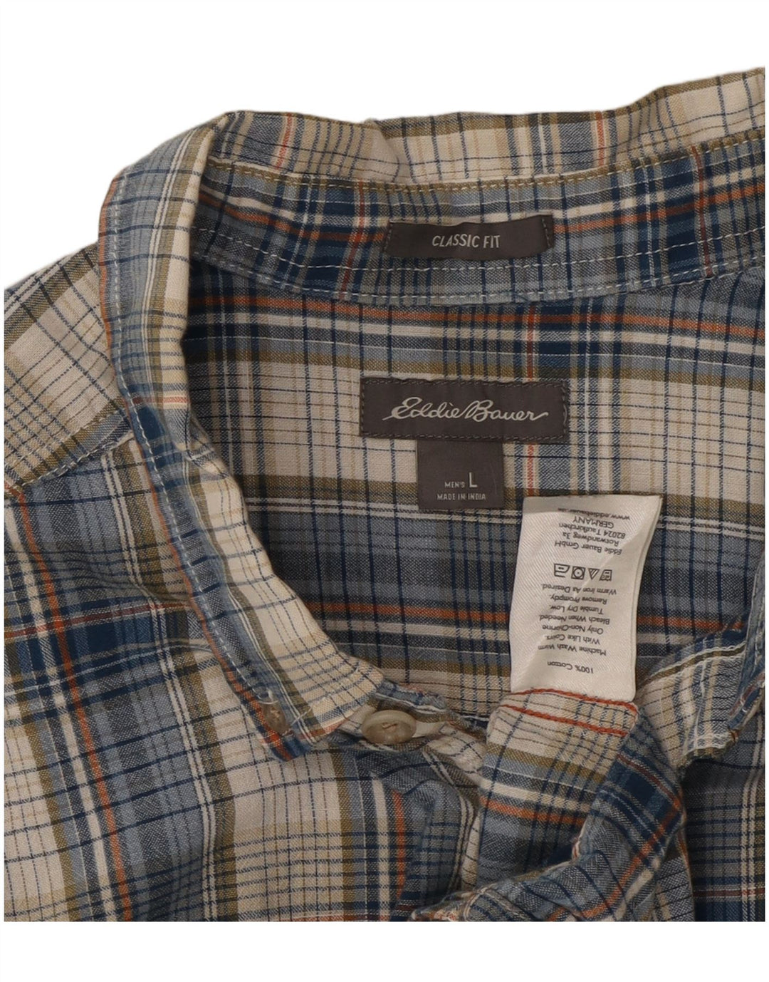 EDDIE BAUER Camicia da uomo a maniche corte vestibilità classica in cotone a quadri blu grande