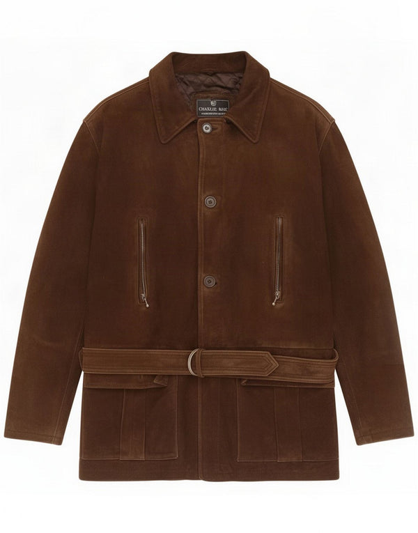 Vintage Mens Suede Jacket IT 48 Medium Brown Leather