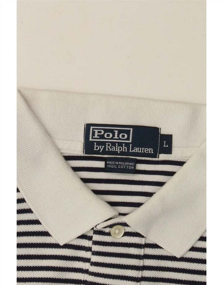 POLO RALPH LAUREN Polo da uomo grande in cotone gessato bianco