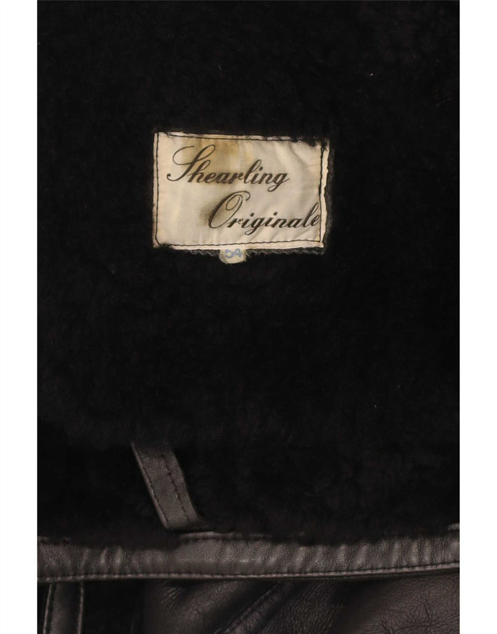 Giubbotto in shearling vintage da uomo IT 54 2XL Nero