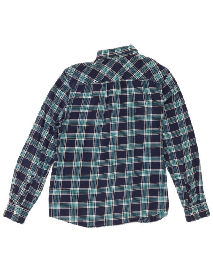 Camicia di flanella da donna Lands End UK 14 Cotone a quadri blu navy medio