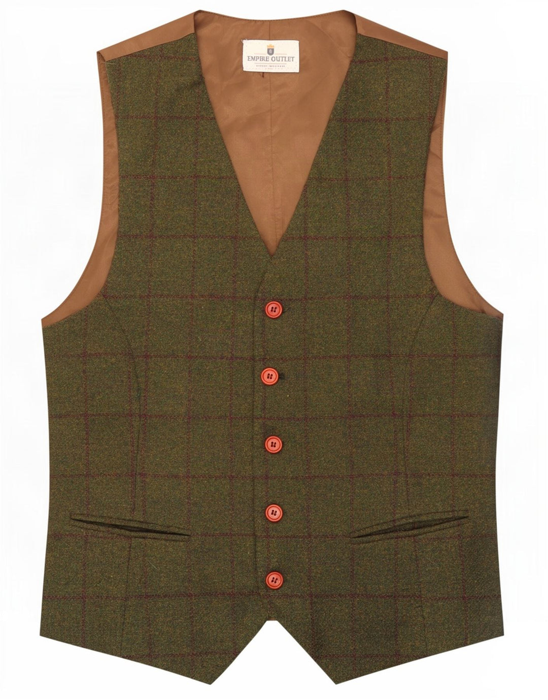 Gilet vintage da uomo a quadri verdi piccoli
