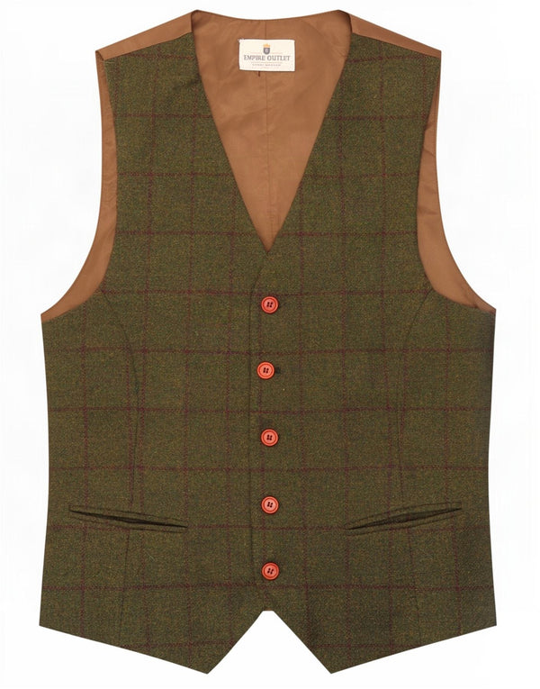 Gilet vintage da uomo a quadri verdi piccoli