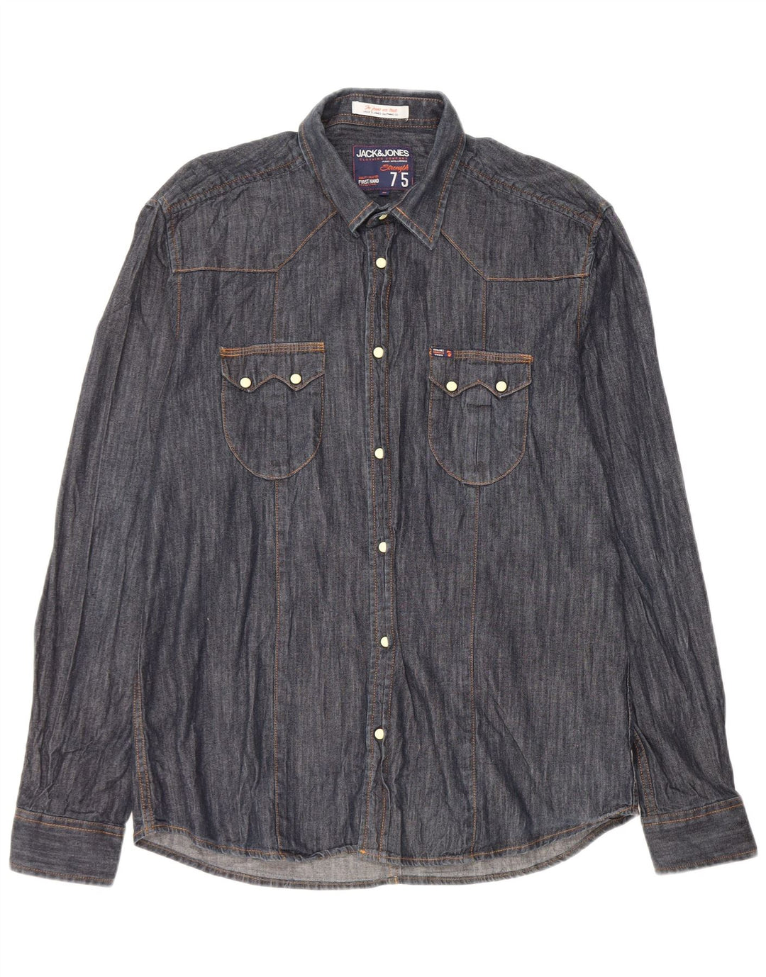 Camicia in denim da uomo Jack & Jones XL blu navy in cotone classico