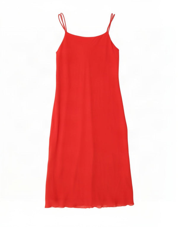 Marks & Spencer Womens Sleeveless Slip Dress UK 10 Small Red Viscose