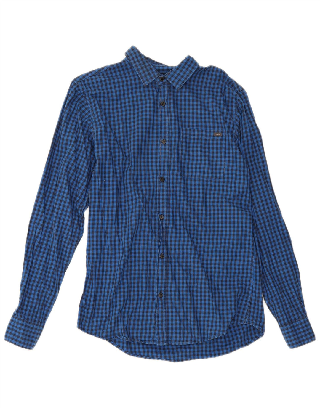 Camicia da uomo Jack & Jones piccola in cotone a quadretti blu
