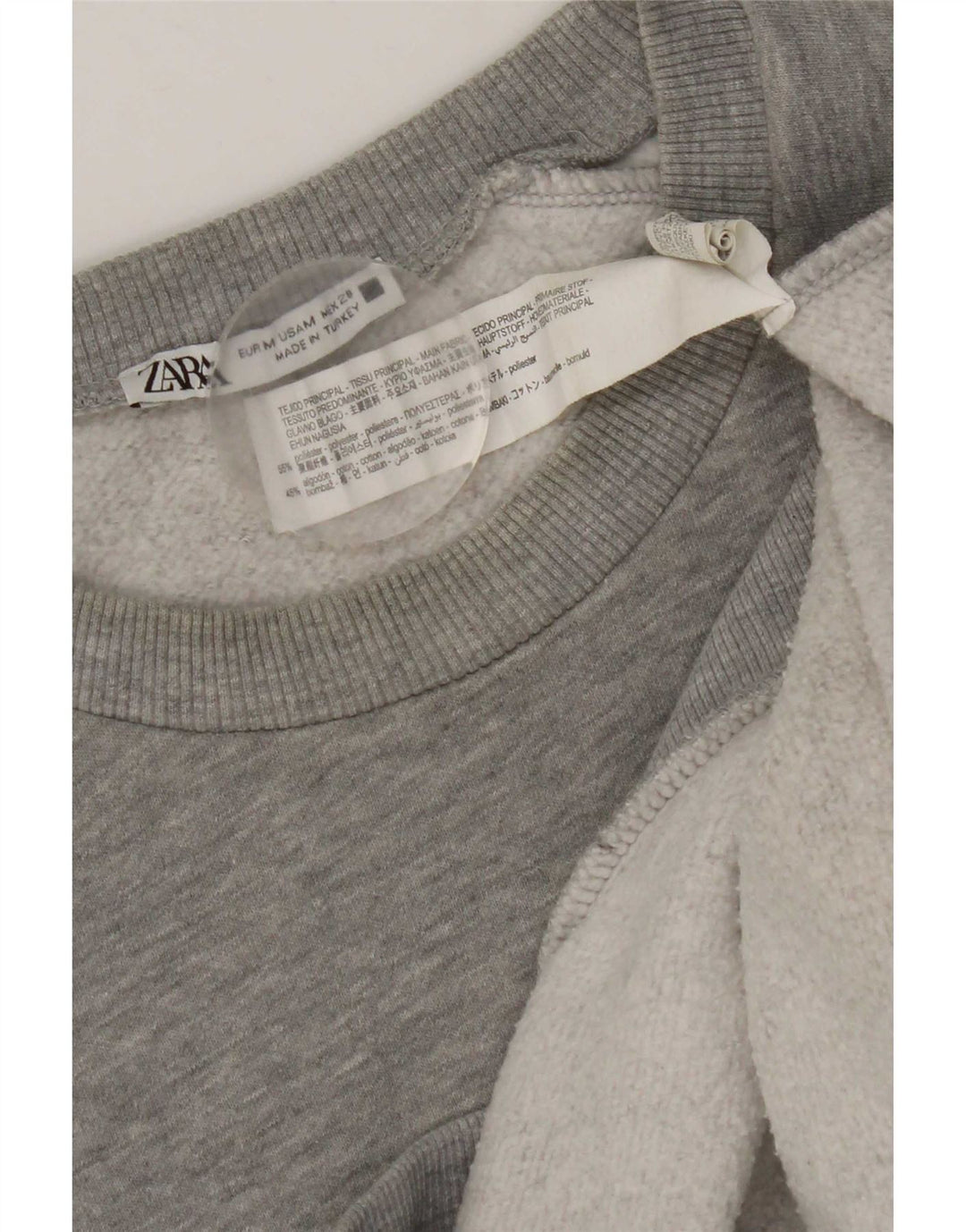 Felpa grafica da donna Zara UK 14 Poliestere grigio medio