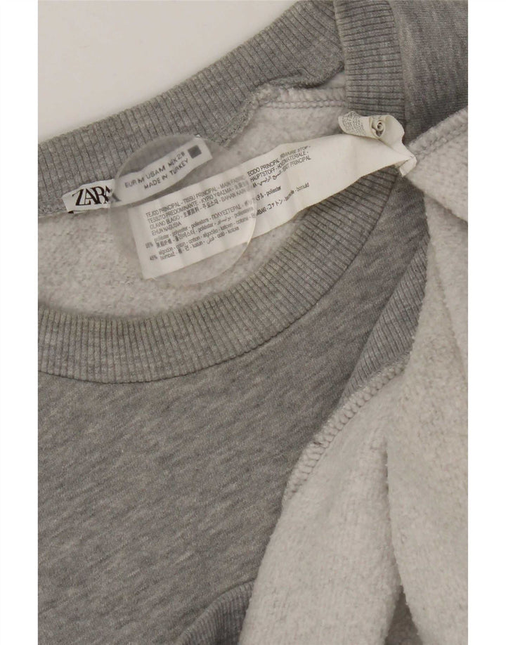 Felpa grafica da donna Zara UK 14 Poliestere grigio medio