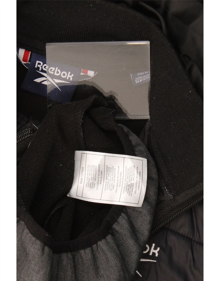 REEBOK Boys Hooded Bomber Jacket 10-11 Years Grey Colourblock Polyester