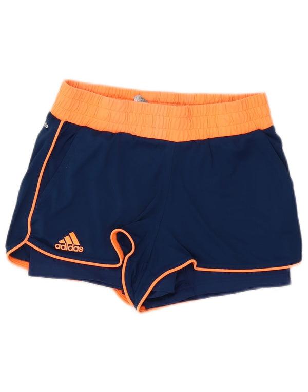 Pantaloncini sportivi Adidas Climalite da donna UK 8/10 Small Blu Navy Colourblock