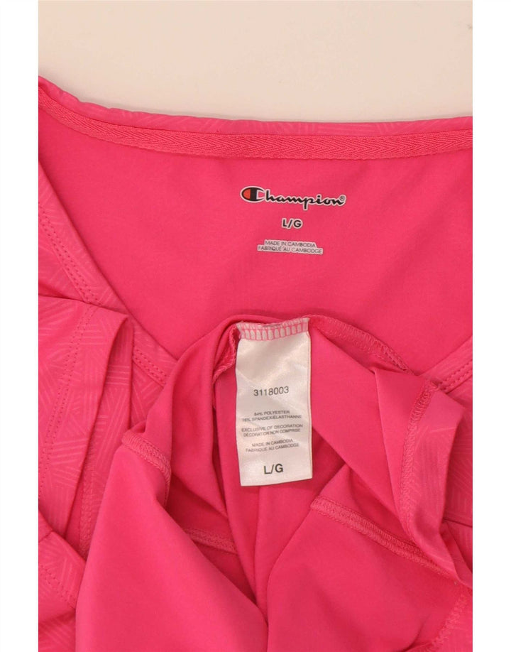 T-shirt da donna Champion Top UK 16 grande poliestere geometrico rosa