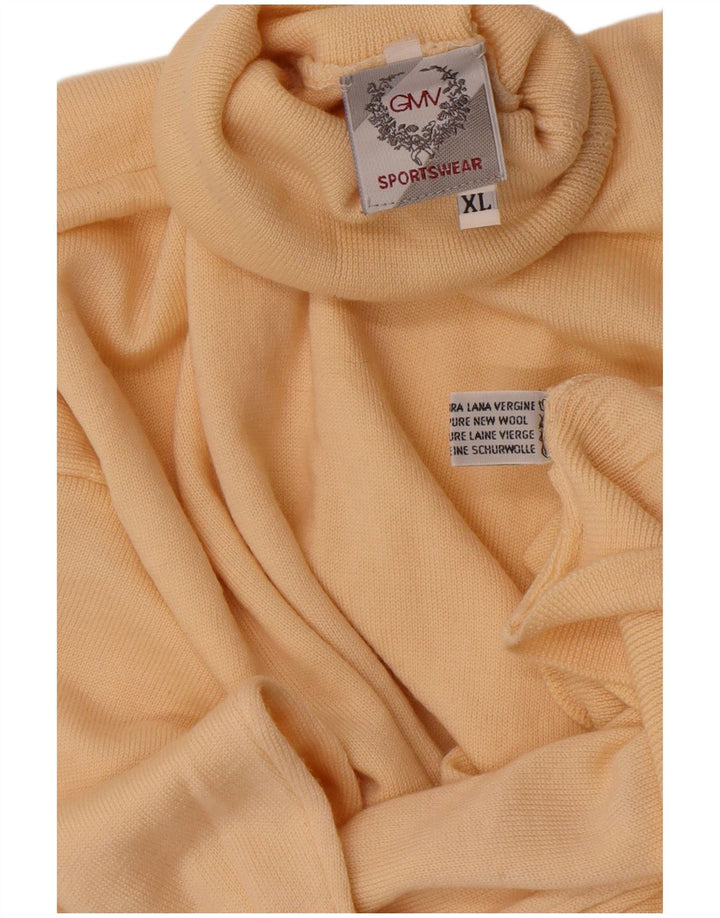 Maglione maglione vintage da uomo con collo alto XL in lana beige