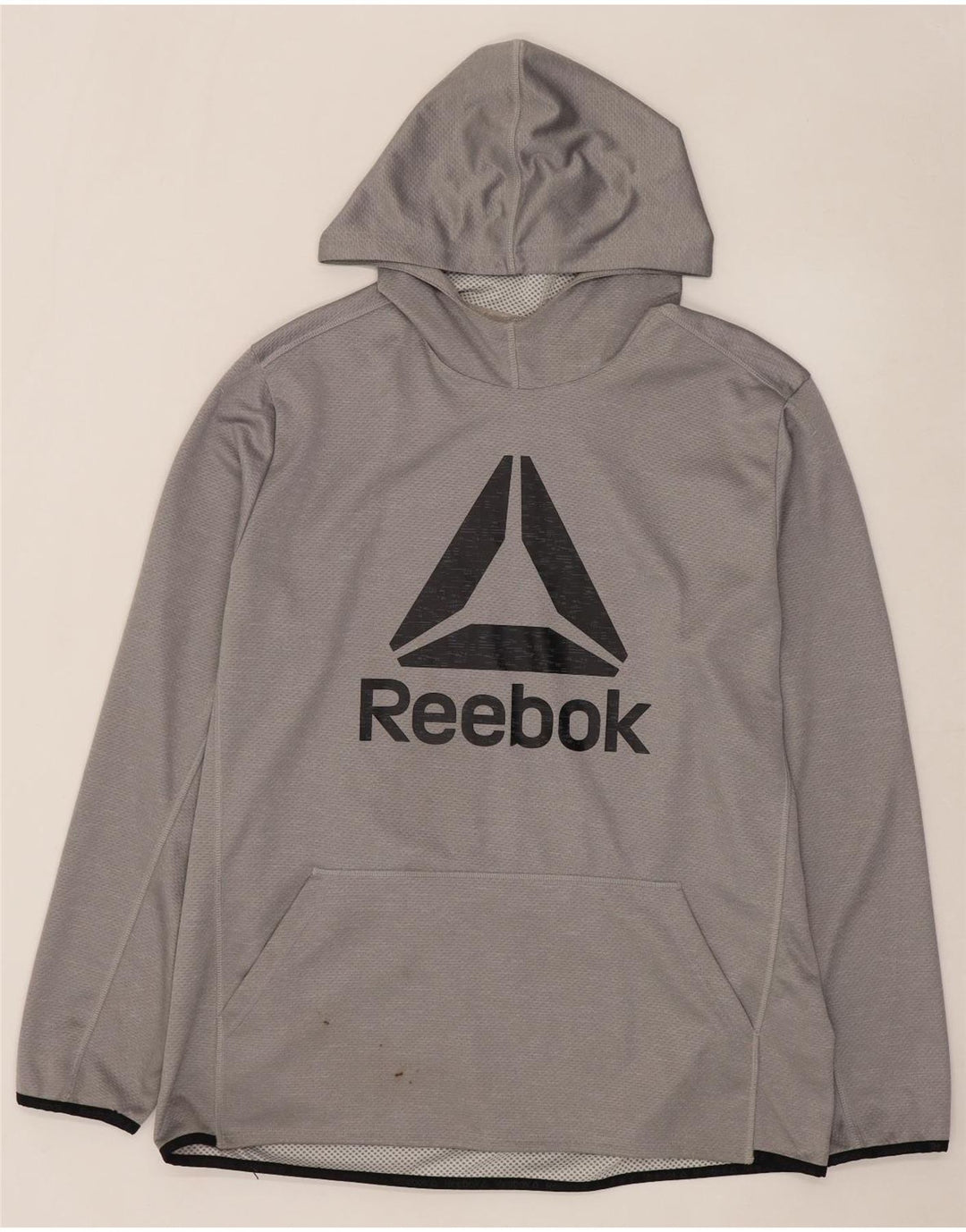 REEBOK Felpa con cappuccio grafica da uomo XL Poliestere grigio