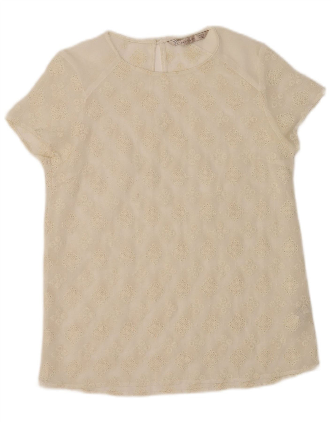 Top trasparente da donna Zara UK 10 piccolo poliestere floreale bianco sporco