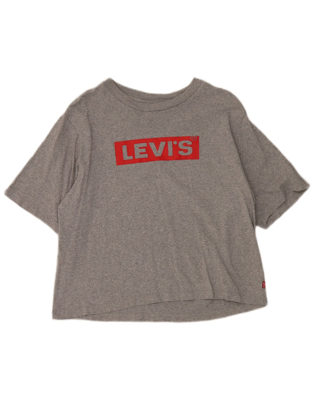 LEVI'S Womens Oversized Graphic T-Shirt Top UK 10 Small Grey Cotton