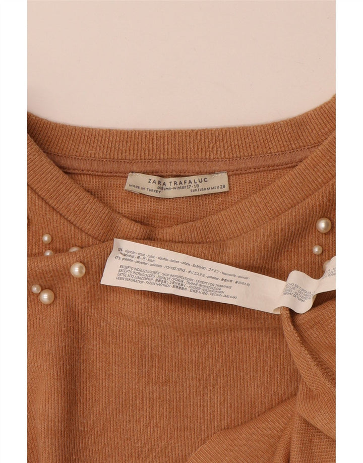 Zara Trafaluc Crop Top oversize da donna a maniche lunghe UK 14 Beige medio