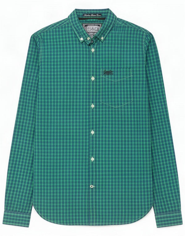 Camicia da uomo Superdry Small in cotone a quadretti verde