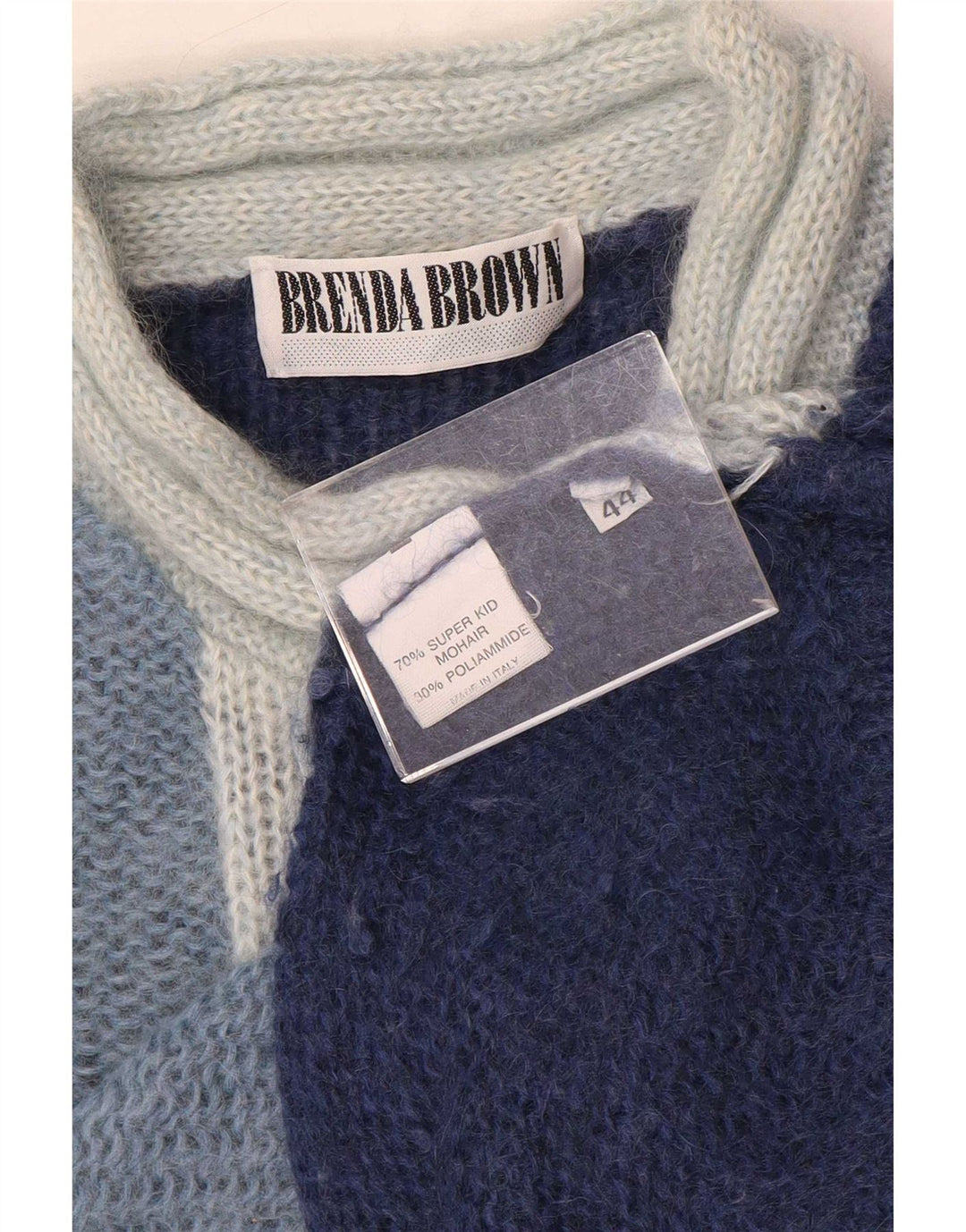 Maglione vintage da donna con collo alto e collo alto IT 44 blu navy medio