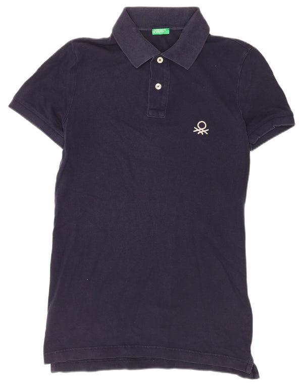 Polo Uomo Benetton Media Cotone Blu Navy