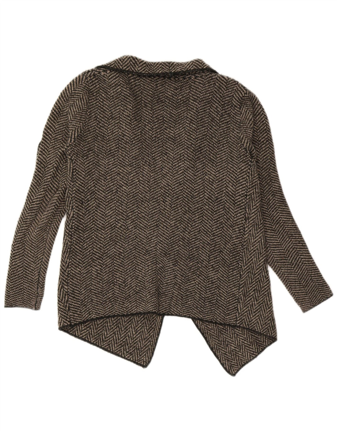 Maglione cardigan aperto asimmetrico da donna Zara UK 10 piccolo grigio a spina di pesce