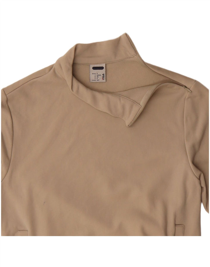 Felpa Fila da donna con zip e collo, maglione, UK 10, piccola, beige