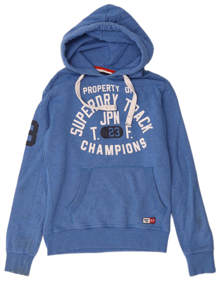 Maglione con cappuccio grafico da uomo Superdry in cotone blu medio