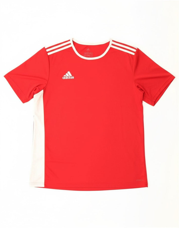 ADIDAS Mens Aeroready Graphic T-Shirt Top Large Red Colourblock Polyester