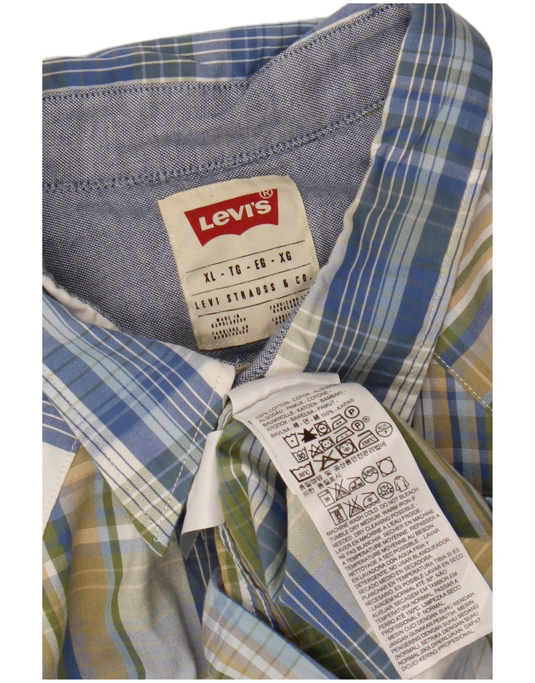 LEVI'S Camicia da uomo in flanella XL in cotone a quadri multicolore