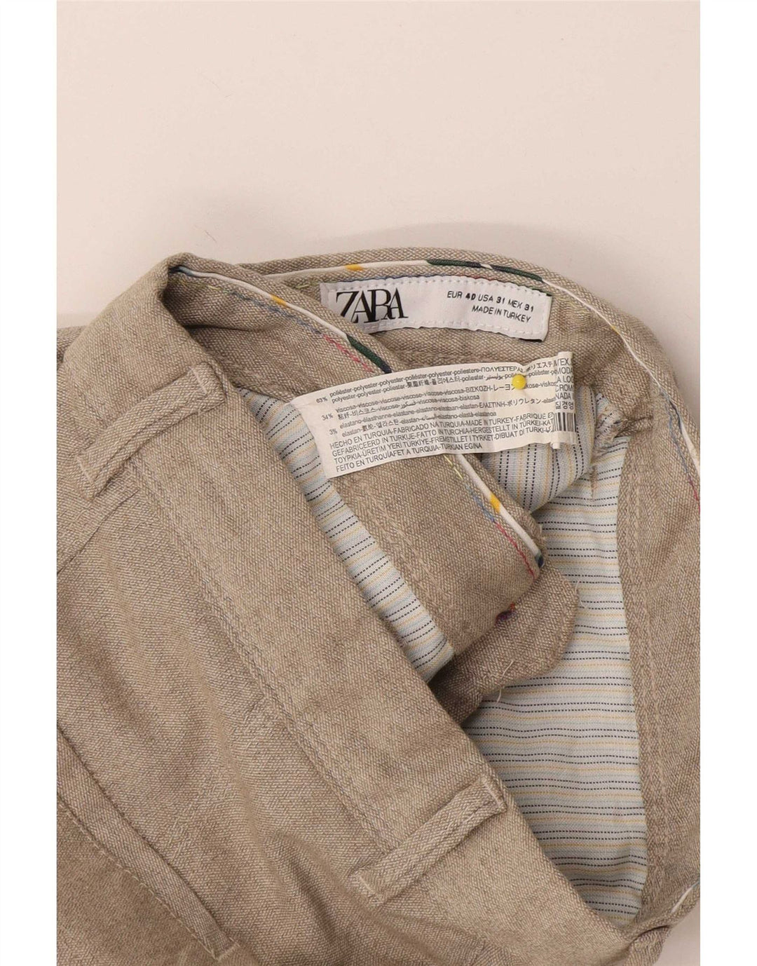 Pantaloni chino dritti da uomo Zara EU 40 medio W31 L28 poliestere beige