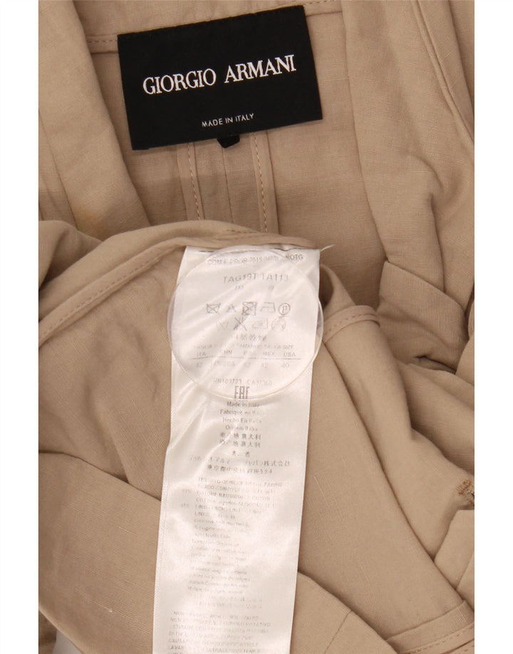 Giacca blazer da donna a 1 bottone Armani UK 10 piccola in cotone beige