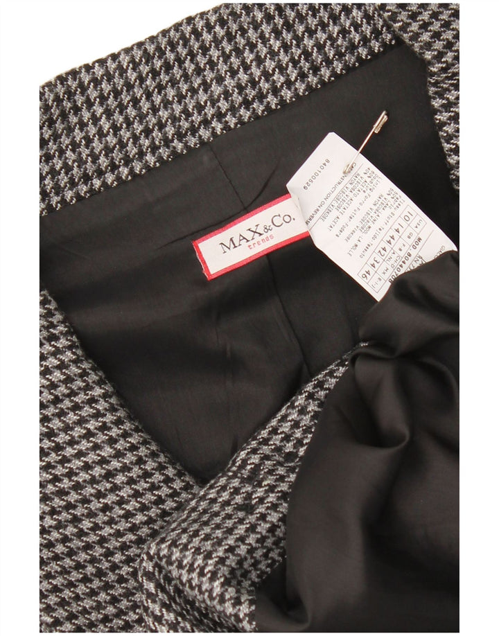 Giacca blazer a 2 bottoni corta da donna Max & Co. UK 14 pied de poule grigio medio