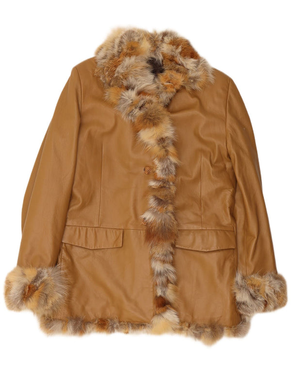 Vintage Womens Leather Jacket UK 14 Medium Brown