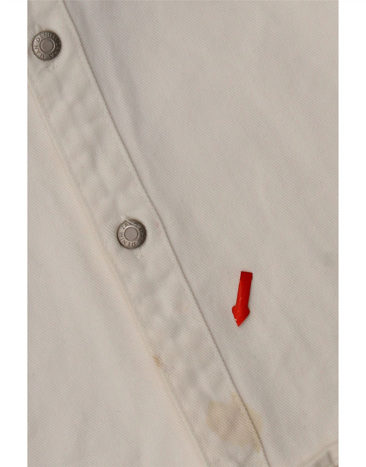 Camicia di jeans Zara da uomo dalla vestibilità rilassata, grande, in cotone bianco