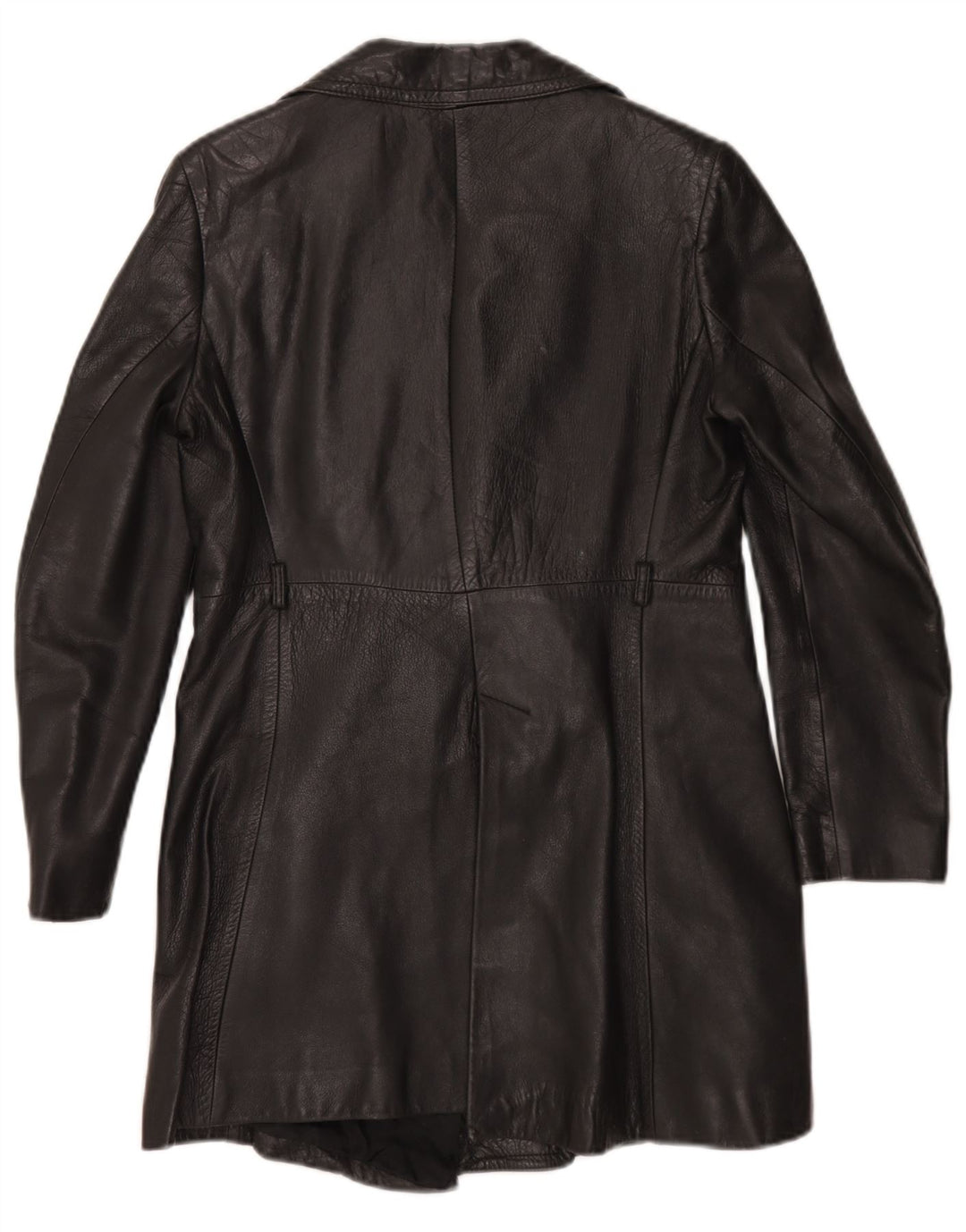 Cappotto in pelle vintage da donna UK 10 piccolo nero