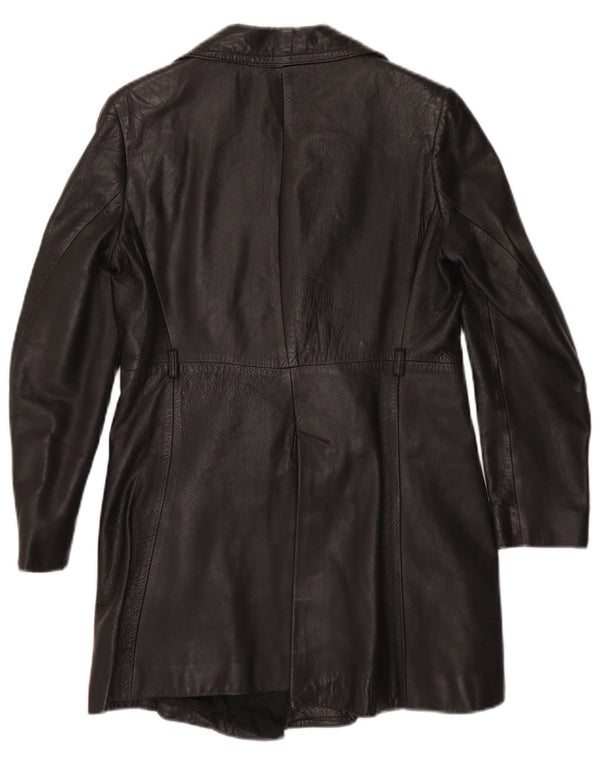 Cappotto in pelle vintage da donna UK 10 piccolo nero