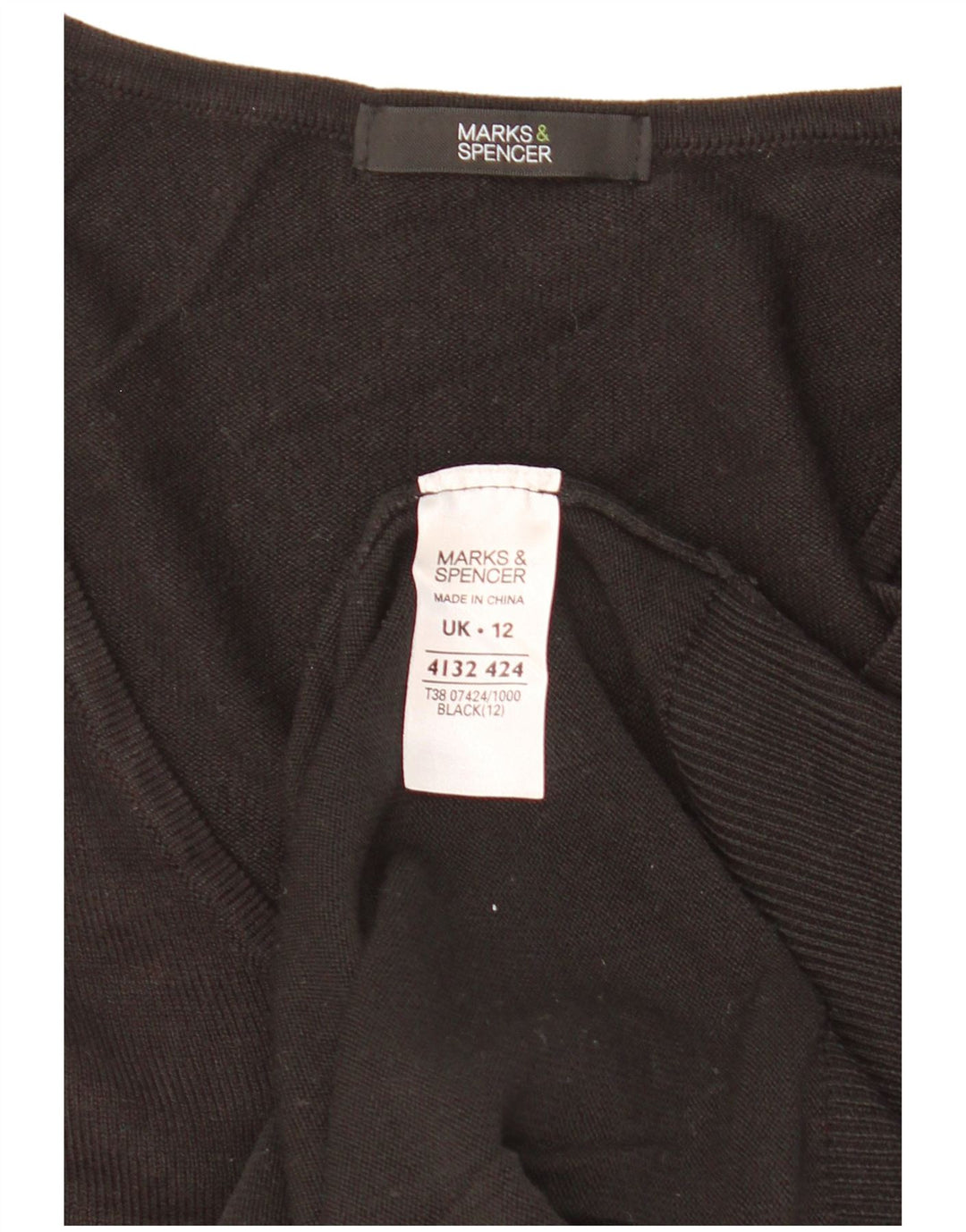 Maglione da donna con scollo a V Marks & Spencer UK 12 Acrilico nero medio