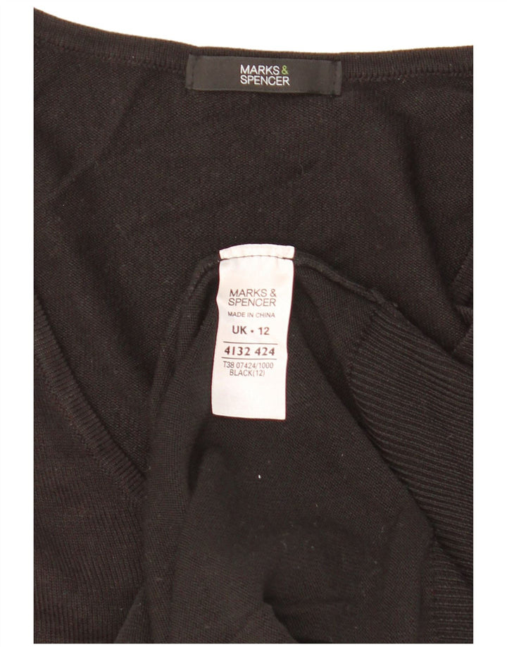 Maglione da donna con scollo a V Marks & Spencer UK 12 Acrilico nero medio