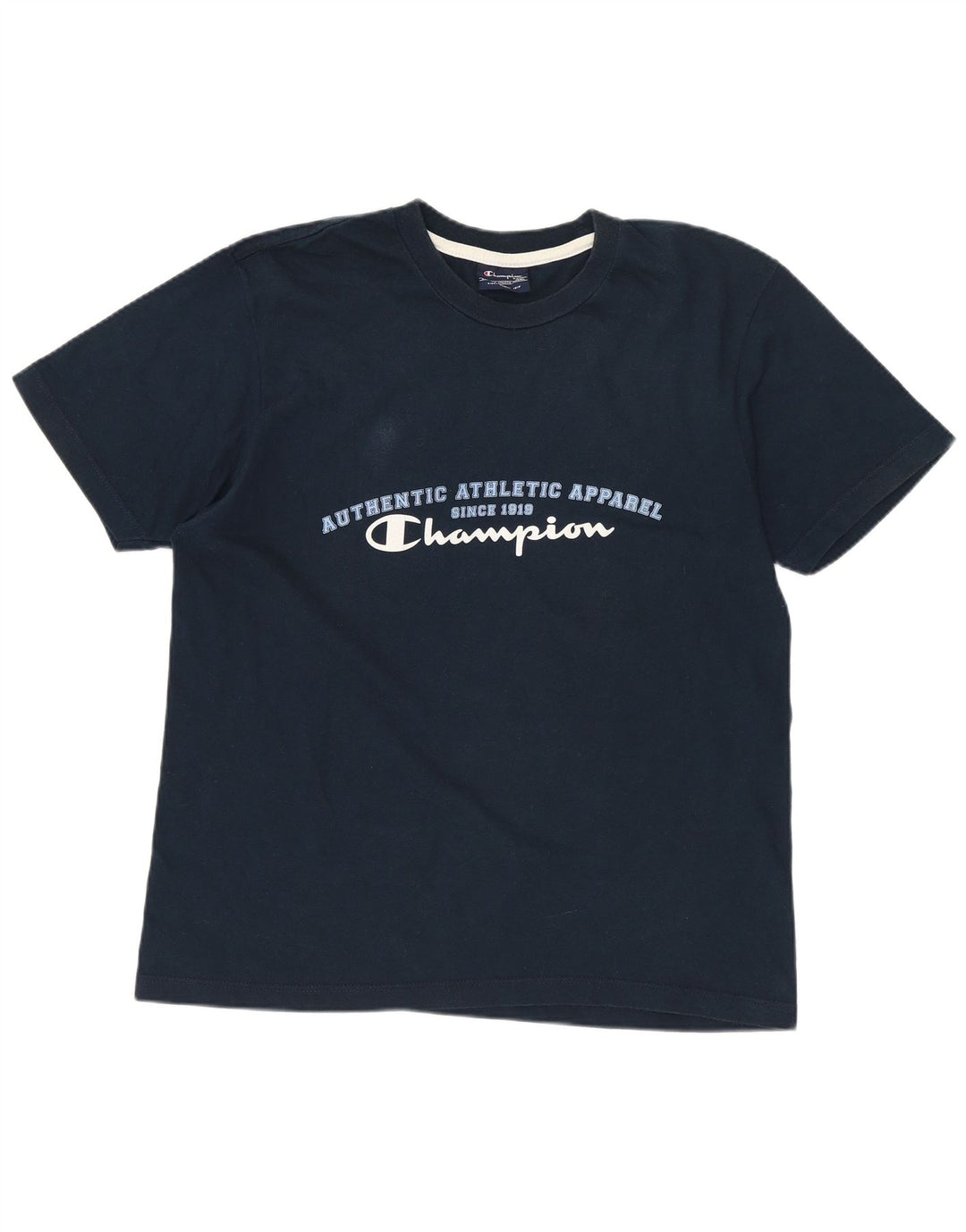T-shirt grafica da uomo CHAMPION Top piccola in cotone blu navy